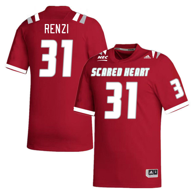 Men-Youth #31 Sam Renzi Scared Heart Pioneers 2023 College Football Jerseys Stitched-Red